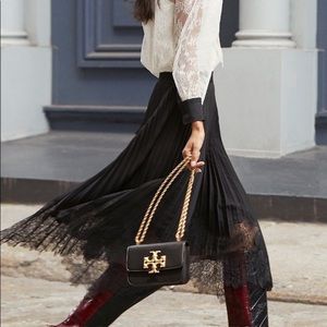 Free black floral lace full circle maxi skirt